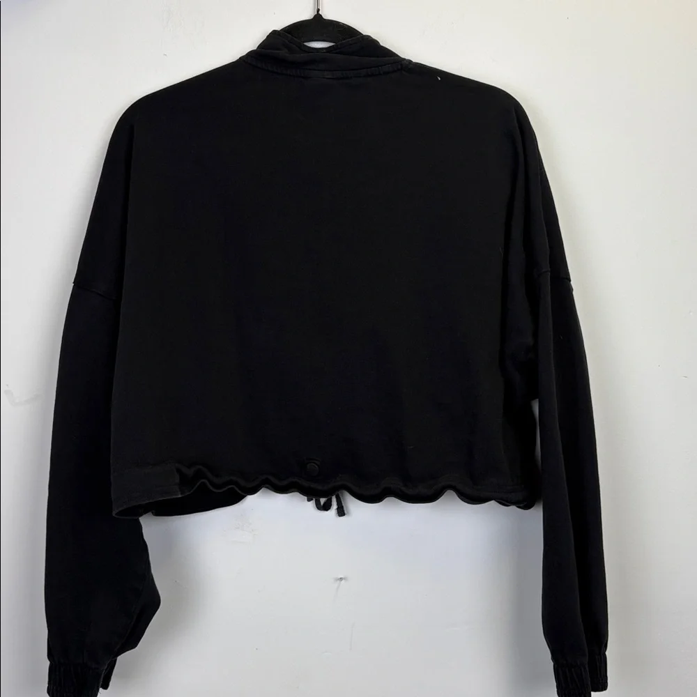 Gymshark black cropped cinch adjustable waist long-sleeve top/Quarter zip/ Sz XL - Picture 6 of 8